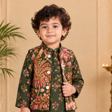Freeplay Full Sleeves Floral Printed Kurta & Jacket with Pyjama Set & Button Closure