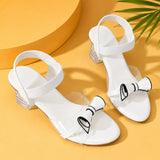 Freeplay Party Wear Block Heel Sandals With Transparent Strap, Bow Embellishment & Elastic Back Strap