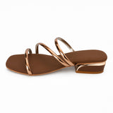 Freeplay Girls Metallic Strappy Slip-On Flats with Square Toe