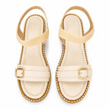 Freeplay Buckle-Embellished Elastic Slingback Wedge Heel Sandals