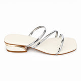 Freeplay Girls Metallic Strappy Slip-On Flats with Square Toe