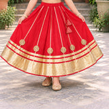 Freeplay Sleeveless Striped Choli & Lehenga Set with Dupatta & Back Dori Tie-Up Closure