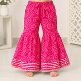 Freeplay Bandej Print Cotton Kurta & Sharara Set with Gota Patti Trim