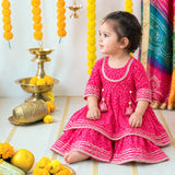 Freeplay Bandej Print Cotton Kurta & Sharara Set with Gota Patti Trim