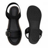 Freeplay Buckle-Embellished Elastic Slingback Wedge Heel Sandals