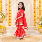Freeplay Bandej Print Cotton Kurta & Sharara Set with Gota Patti Trim