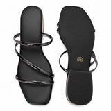Freeplay Girls Metallic Strappy Slip-On Flats with Square Toe