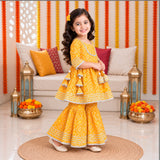 Freeplay Bandej Print Cotton Kurta & Sharara Set with Gota Patti Trim