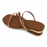 Freeplay Girls Metallic Strappy Slip-On Flats with Square Toe