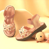 Freeplay Girls Flat Sandals with Teddy Embellishments