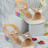 Freeplay Baby Girls Flat Sandals with Sparkly Bow Embellishments