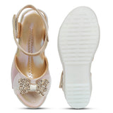 Freeplay Baby Girls Flat Sandals with Sparkly Bow Embellishments