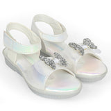Freeplay Baby Girls Flat Sandals with Sparkly Bow Embellishments