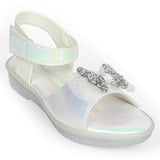Freeplay Baby Girls Flat Sandals with Sparkly Bow Embellishments