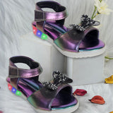 Freeplay Baby Girls Flat Sandals with Sparkly Bow Embellishments