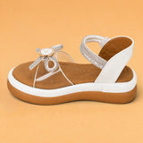 Freeplay Transparent Strap Stone Embellished Sandals With Velcro Closure