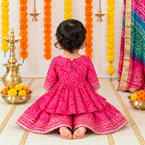 Freeplay Bandej Print Cotton Kurta & Sharara Set with Gota Patti Trim
