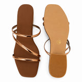 Freeplay Girls Metallic Strappy Slip-On Flats with Square Toe