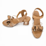 Freeplay Party Wear Block Heel Sandals With Transparent Strap, Bow Embellishment & Elastic Back Strap