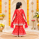 Freeplay Bandej Print Cotton Kurta & Sharara Set with Gota Patti Trim
