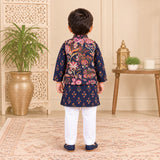 Freeplay Full Sleeves Floral Printed Kurta & Jacket with Pyjama Set & Button Closure