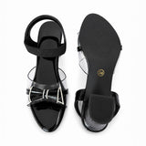 Freeplay Party Wear Block Heel Sandals With Transparent Strap, Bow Embellishment & Elastic Back Strap