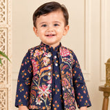 Freeplay Full Sleeves Floral Printed Kurta & Jacket with Pyjama Set & Button Closure