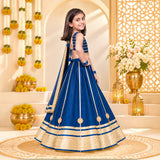 Freeplay Sleeveless Striped Choli & Lehenga Set with Dupatta & Back Dori Tie-Up Closure