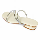 Freeplay Girls Metallic Strappy Slip-On Flats with Square Toe