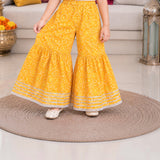 Freeplay Bandej Print Cotton Kurta & Sharara Set with Gota Patti Trim