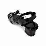 Freeplay Party Wear Block Heel Sandals With Transparent Strap, Bow Embellishment & Elastic Back Strap
