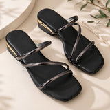 Freeplay Girls Metallic Strappy Slip-On Flats with Square Toe