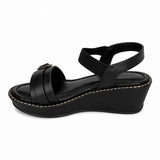 Freeplay Buckle-Embellished Elastic Slingback Wedge Heel Sandals