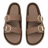 Freeplay Textured Double-Strap with Buckle Embellishment Slide Sandals