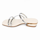 Freeplay Girls Metallic Strappy Slip-On Flats with Square Toe