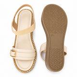 Freeplay Buckle-Embellished Elastic Slingback Wedge Heel Sandals