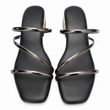 Freeplay Girls Metallic Strappy Slip-On Flats with Square Toe