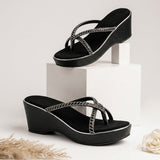 Freeplay Rhinestone Embellished Wedge Heel with Slip-On Closure
