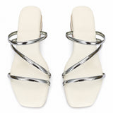 Freeplay Girls Metallic Strappy Slip-On Flats with Square Toe