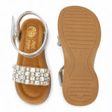 Freeplay Stone Embellished Platform Sandals with Metallic Strap & Velcro Closure