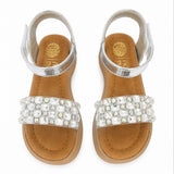 Freeplay Stone Embellished Platform Sandals with Metallic Strap & Velcro Closure