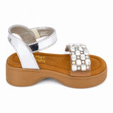 Freeplay Stone Embellished Platform Sandals with Metallic Strap & Velcro Closure