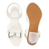 Freeplay Party Wear Block Heel Sandals With Transparent Strap, Bow Embellishment & Elastic Back Strap