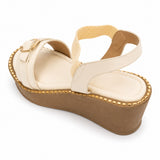 Freeplay Buckle-Embellished Elastic Slingback Wedge Heel Sandals