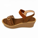 Freeplay Buckle-Embellished Elastic Slingback Wedge Heel Sandals
