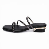 Freeplay Girls Metallic Strappy Slip-On Flats with Square Toe