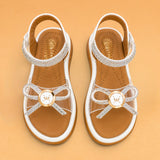 Freeplay Transparent Strap Stone Embellished Sandals With Velcro Closure